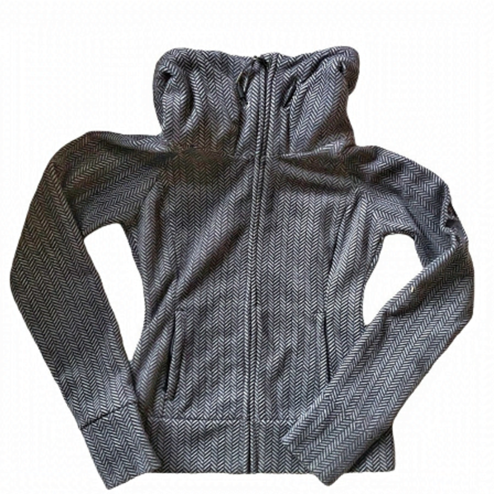 SCUBA Hoodie fitted zip jacket grey black size S womens by Bench